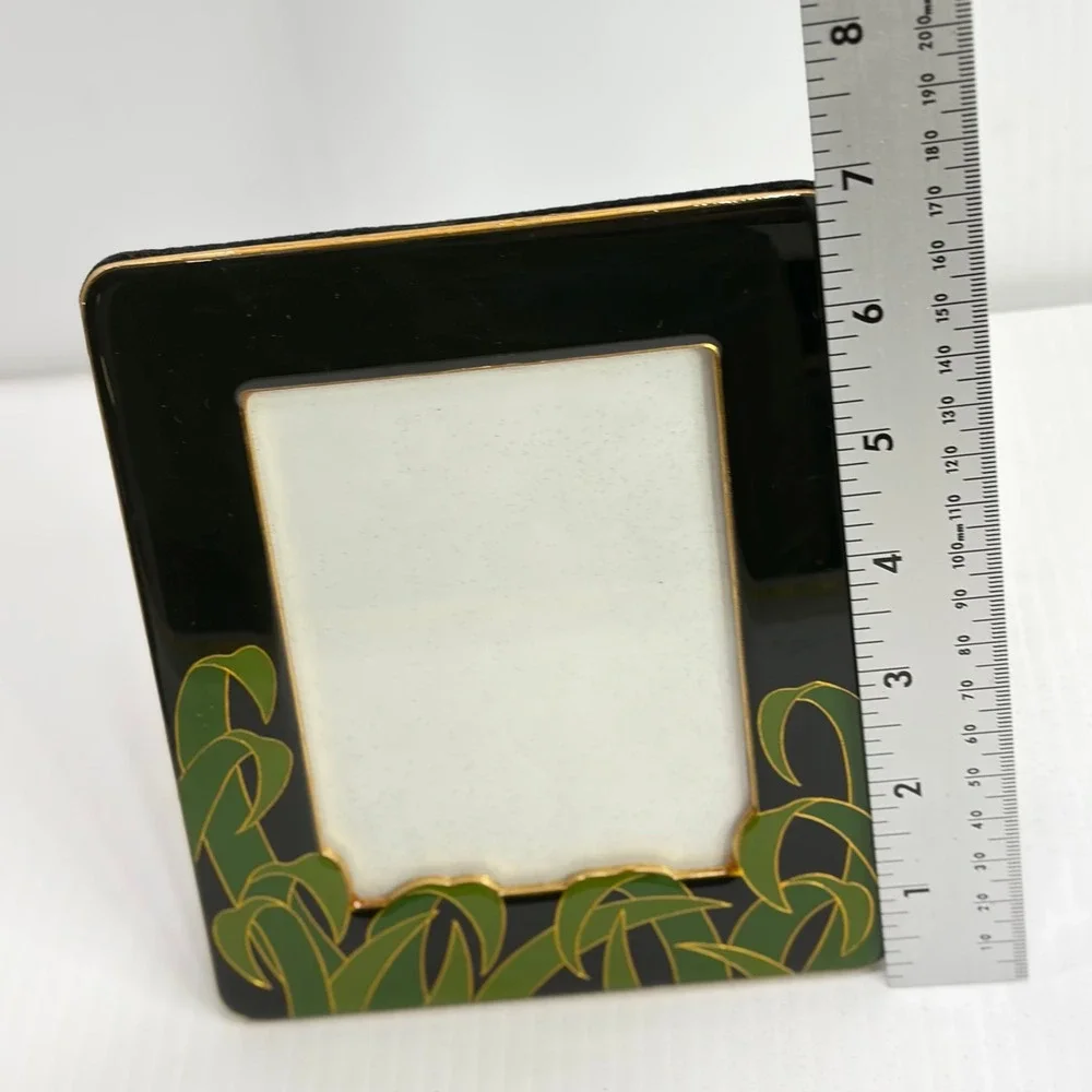 Welco International VTG Black Enamel Bamboo Leaf Picture Frame‎ Japan 5x7
